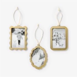 Studio McGee 6 Scalloped Gold Picture Frame Ornaments (2 Sets of 3) New in Box